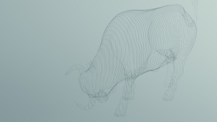 Black Bull Muscular 3d Line Art Wireframe Sculpture 3d illustration render	
