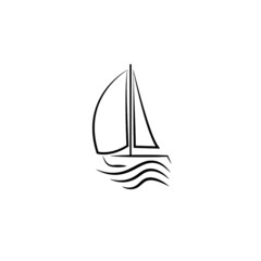 Sailboat with sail and waves as black illustration