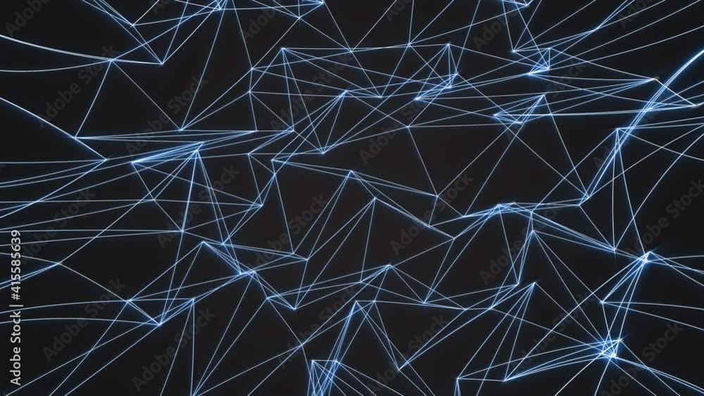 Aufkleber simple abstract geometric net with blue triangular elements and glowing tops. polygonal motion graph