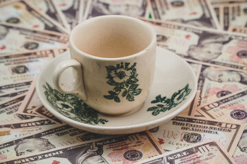 cup of coffee and money