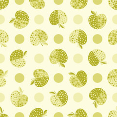 Seamless abstract  fruit pattern with apple. Beautiful texture for textile, paper print, scrapbooking or wallpaper. Vector illustration. Cute colorful trendy background.