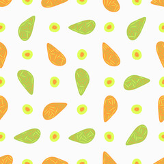 Seamless pattern with hand drawn organic shapes. Beautiful texture for textile, paper print, scrapbooking or wallpaper. Vector illustration. Cute colorful abstract background.
