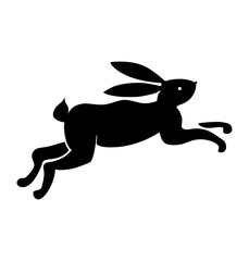 silhouette of a bunny jumping pushing off its hind legs. Vector image is ideal for embossing, laser cutting, plotter.