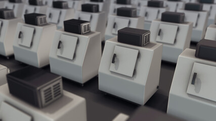 3d rendered illustration of A lot of Icebox in a row. High quality 3d illustration