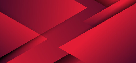 Abstract red geometric triangles overlapping layer paper cut style background.