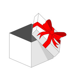 Gift box with open lid and red bow
