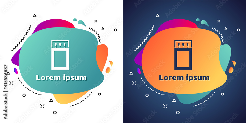 Poster logotype open matchbox and matches icon isolated on white background. logo design template element. 
