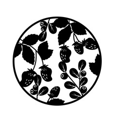 Berry silhouette of wild berries. Blueberries, strawberries.