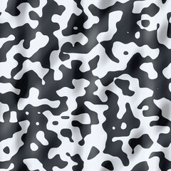 abstract stained cow seamless pattern – black spots on square white background - satin surface