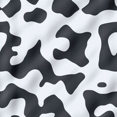 abstract stained cow seamless pattern – black spots on square white background - rough surface