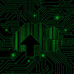 Vector : Binary code in cloud with electronic circuit