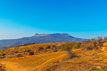 mountains and forests of crimea on an autumn day