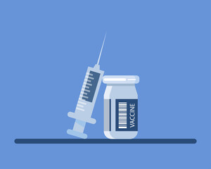 Vaccine for protect coronavirus or COVID-19 concept. Cartoon vector style for your design.
