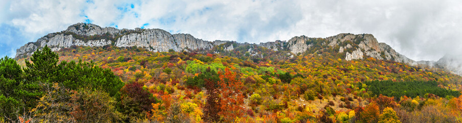 mountains and forests of crimea on an autumn day