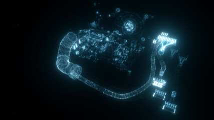 3d rendered illustration of computer power supply or psu head up displays hologram. High quality 3d illustration