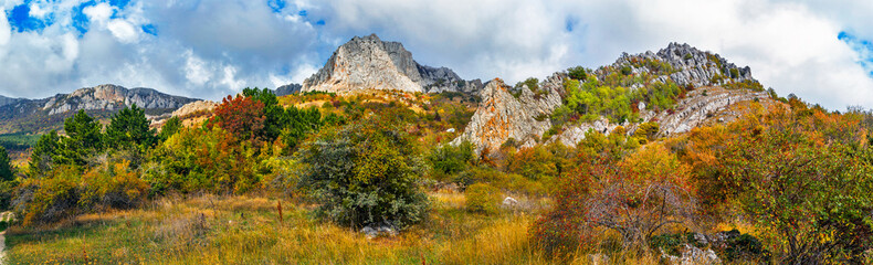 mountains and forests of crimea on an autumn day