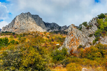 mountains and forests of crimea on an autumn day