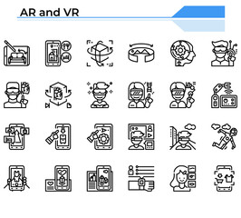 Augmented reality and virtual reality icon set.