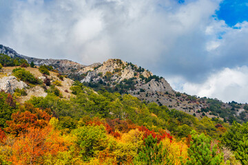 mountains and forests of crimea on an autumn day
