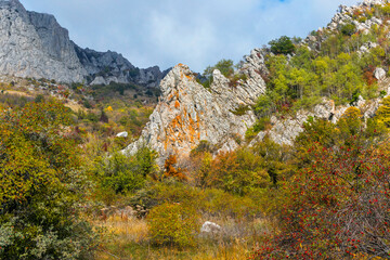mountains and forests of crimea on an autumn day