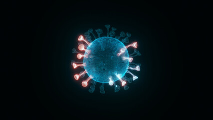 3d rendered illustration of Corona Virus Hologram 3d scanning. High quality 3d illustration