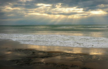 Waves background at evening