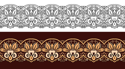 Vector abstract decorative nature ethnic ornamental stripes set