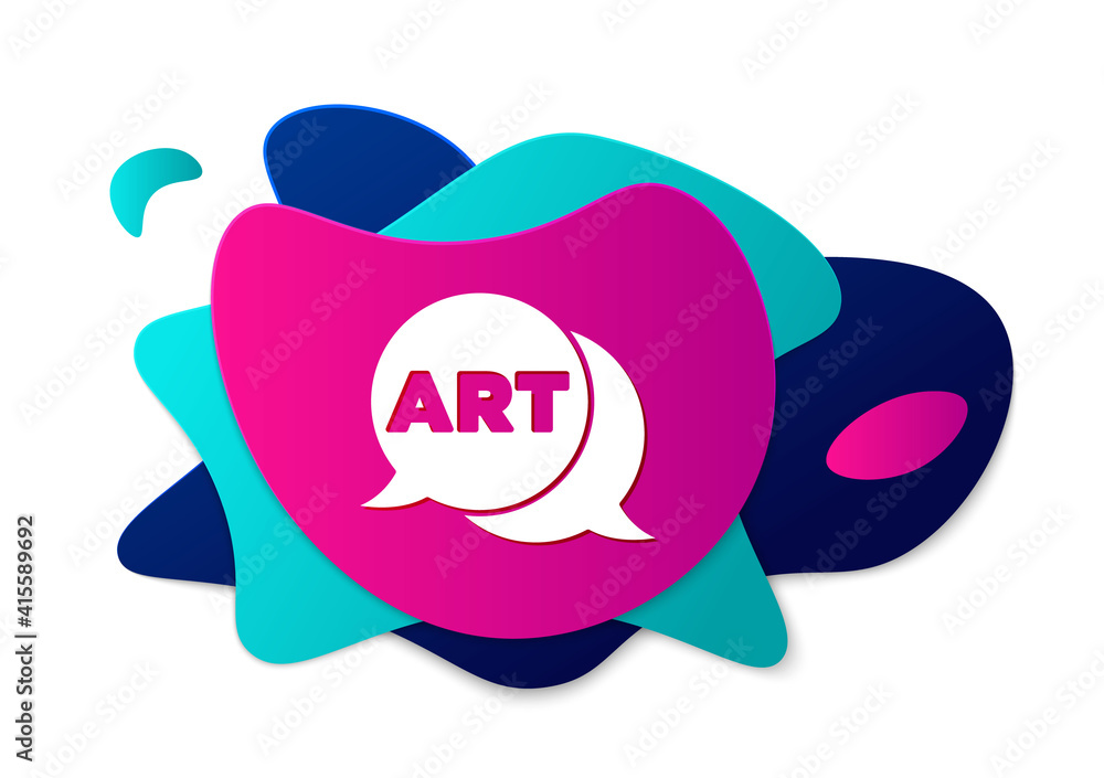 Poster color speech bubble with text art icon isolated on white background. message icon. communication or 