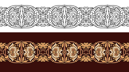 Vector abstract decorative nature ethnic ornamental stripes set