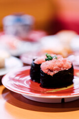 Sushiro restaurant in Taipe, Taiwan. Sushiro is the large chain of conveyor belt sushi restaurant in Japan.