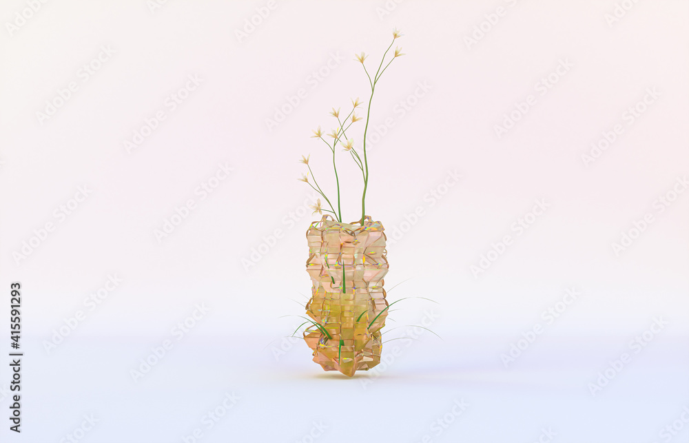 Aufkleber beauty fashion podium backdrop for product display with abstract iridescent gem stone. 3d render.