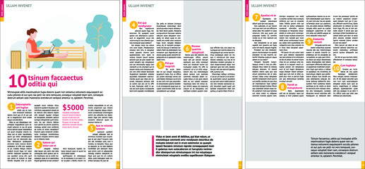 magazine mockup with pink headers - obrazy, fototapety, plakaty