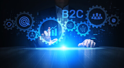 B2C business-to-customer marketing strategy cooperation communication finance concept