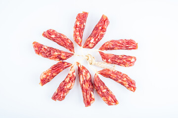 Cantonese sausage on white background