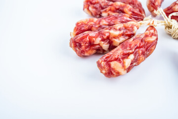 Cantonese sausage on white background