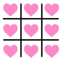 Tic tac toe board with pink hearts game