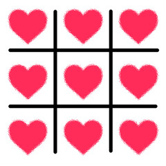 Tic tac toe board with red hearts game