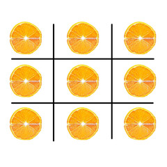 Tic tac toe board with oranges fruit game