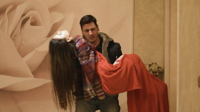 the guy returns home and finds the girl unconscious