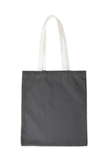 Canvas bag  gray color on isolated white background.Cloth bags instead of plastic bags in shopping for the environment.Object clipping path