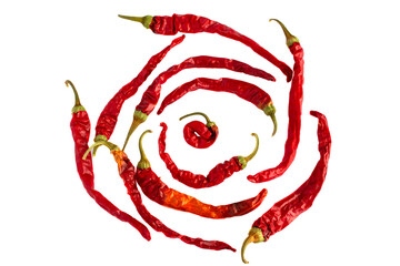 Red chili pepper isolated on white background. Red hot chilli peppers pattern