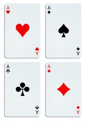 Quatre as isolés sur fond blanc 