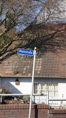 the Rheinstrasse in the community Au am Rhein in the region Baden-Wuerttemberg in the month of February, Germany (translation of Rheinstrasse: Rhein street)