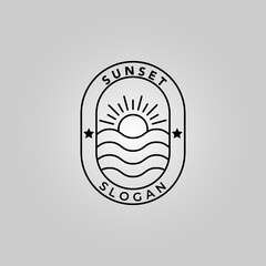 sunset line art icon logo vector minimalist illustration design