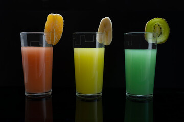 Banana orange and kiwi drinks cocktails