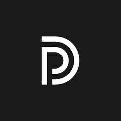 Modern creative elegant, unique artistic black and white color. letter PD logo icon vector