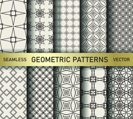 Set of seamless vector geometrical patterns. Collection of geometric backgrounds for fabric, textile, wrapping, cover, web etc.