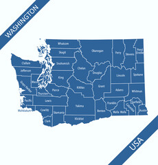 Fototapeta na wymiar Counties map of Washington labeled
