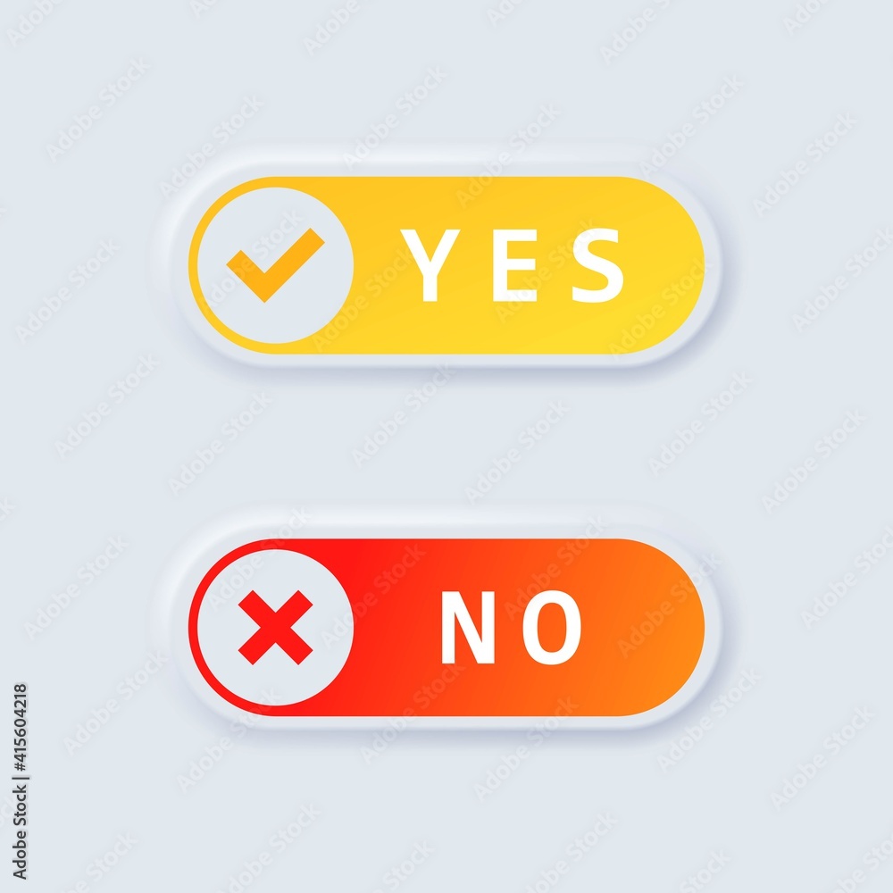 Poster yes and no button set. question concept. neumorphism style. vector eps 10. isolated on white backgro