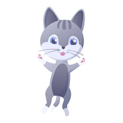 Kitty illustration. House domestic cat in position and activitie. Cat jumps.